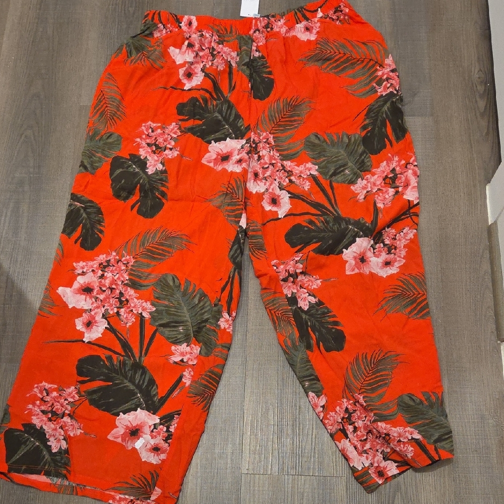 Tropical Floral Swim Coverup Pants 18/20